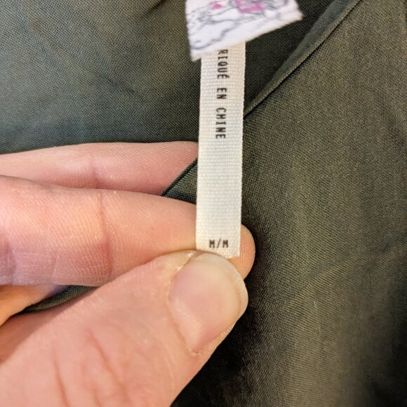 Free People Intimately Tank Sleeveless Med Green Crinkle Ruffle Beach Flowy Long - Picture 7 of 10